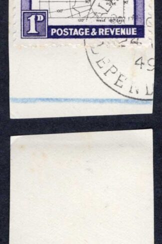 Falkland Is Dep SGG10 THIN Map 1d Two re-entries CDS on piece Cat 22++