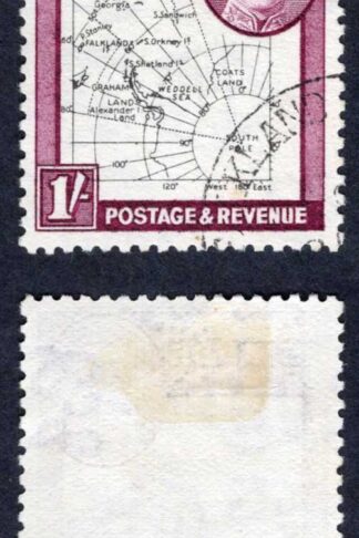 Falkland Is Dep Heijtz 52g8 1/- THIN Map Re-entry by W of West CDS