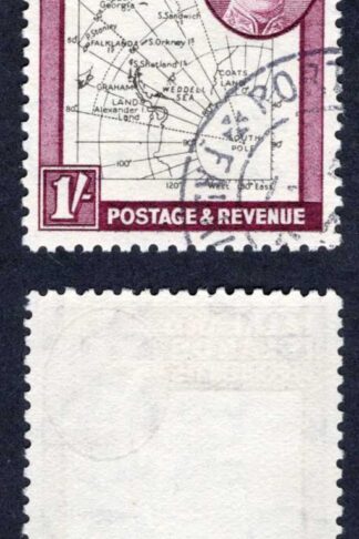 Falkland Is Dep Heijtz 52g8 1/- THIN Map Re-entry by W of West CDS