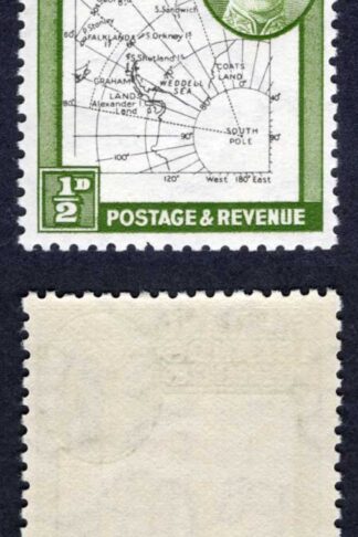 Falkland Is Dep Heijtz 44g7 1/2d THIN Map White Dot at Cape Horn U/M