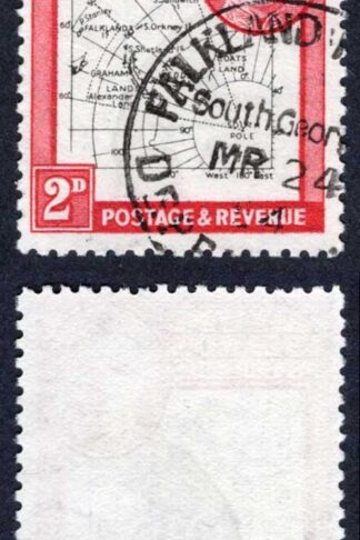 Falkland Is Dep Heijtz 46g1 2d THIN Map Re-entry on upper arm of K