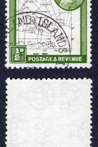 Falkland Is Dep Heijtz 44g2 1/2d THIN Map Re-entry on upper arm of K CDS