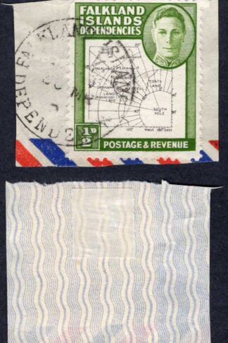 Falkland Is Dep Heijtz 44g2 1/2d THIN Map Re-entry on upper arm of K CDS