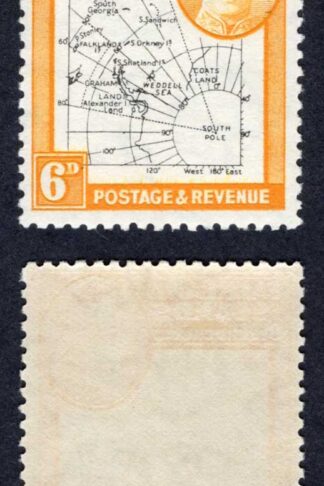 Falkland Is Dep Heijtz 50g3 6d THIN Map Re-entry at 60 degrees South U/M