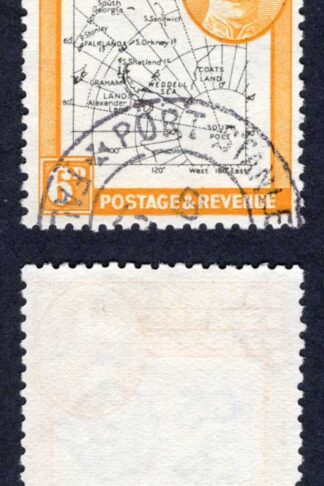 Falkland Is Dep Heijtz 50g3 6d THIN Map Re-entry at 60 degrees South CDS