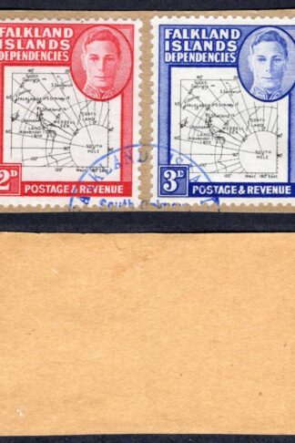 Falkland Is Dep Heijtz 46g10 2d THIN Map and 48g4 3d on piece with varieties