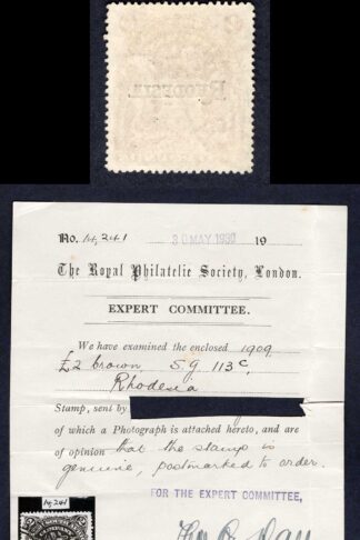 Rhodesia SG113c Two Pounds opt Rhodesia CTO RPS Cert Cat 325 pounds