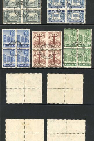 Jamaica SG134/40 1945 Set of 7 used in Blocks Cat 24 pounds