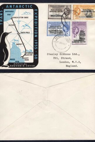 FID 1957 Shackleton CDS on illustrated cover to Stanley Gibbons