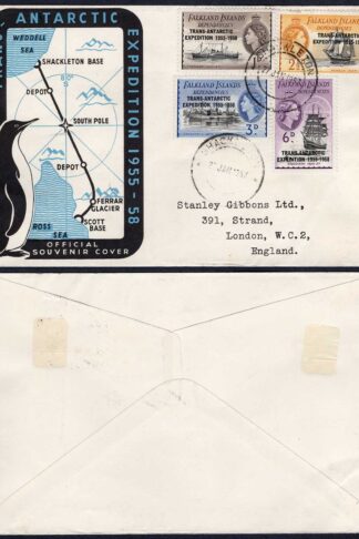 FID 1957 Shackleton CDS on illustrated cover to Stanley Gibbons