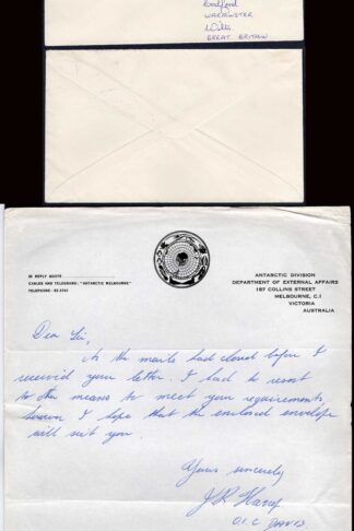 Australian Antarctic Terr DAVIS ANARE Pmk With Official letter