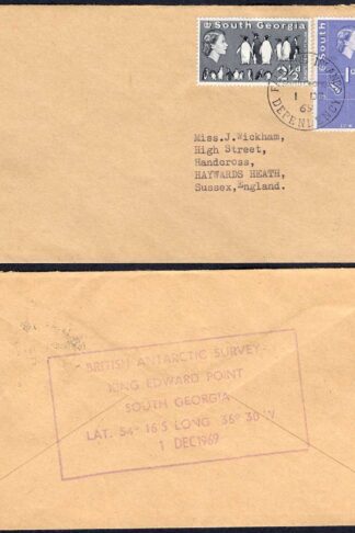 South Georgia 1d and 2 1/2d on cover to the UK