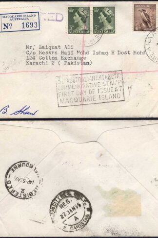 Australia 1954 Macquarie Is registered cover