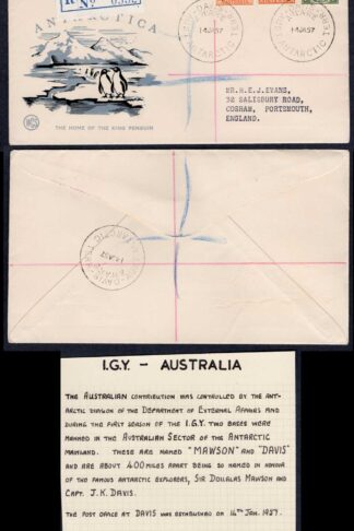 Australia 1957 Davis Pmk on cover to Portsmouth