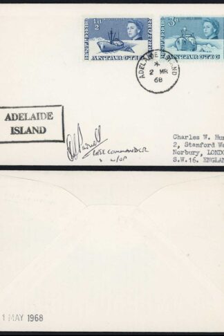 BAT 1968 Adelaide Island CDS on Signed cover to England
