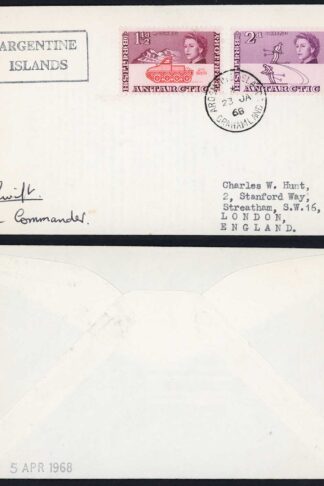 BAT 1967 from Argentine Island Graham land on signed cover