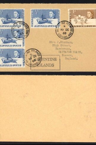 BAT 1968 Argentine Island CDS and Handstamp on cover