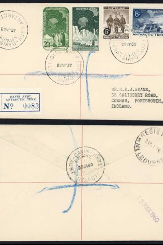 AAT SG2/5 with DAVIS Australian Antarctic Terr on a Registered illustrated Cover