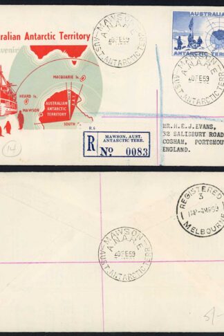AAT Mawson Island CDS on an illustrated Registered cover