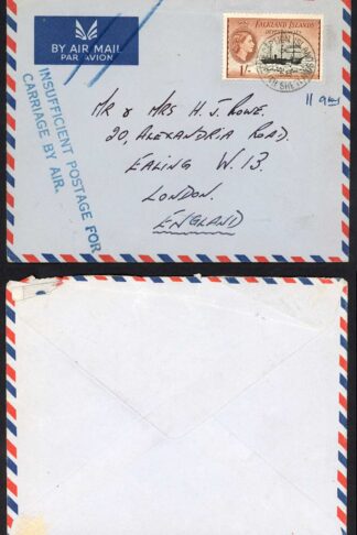 FID Heijtz T.8 Insufficient Postage For Carriage By Air handstamp on 1958 cover