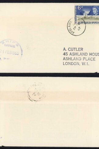 FID 1963 Adelaide Island CDS and Ships Office cds on cover to the UK