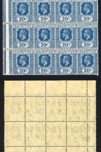 Mauritius SG235a 20c Prussian Blue Die 2 Wmk Script U/M Cat 348++