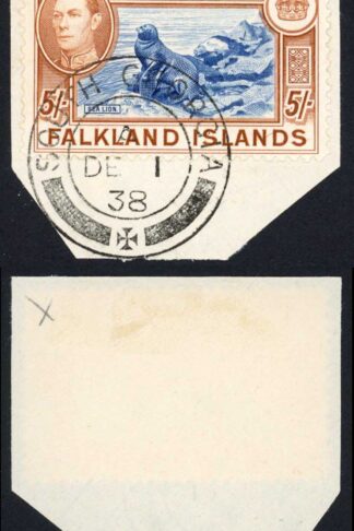 FID SGZ86 KGVI 5/- (1st printing) Superb Strike of SG3 SOUTH GEORGIA CDS