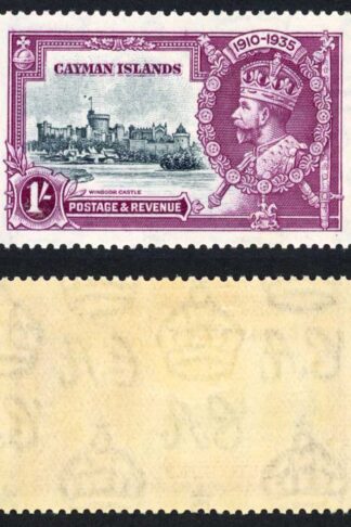 Cayman Is SG111h 1935 Silver Jubilee 1/- Dot by flagstaff M/M Cat 450 pounds