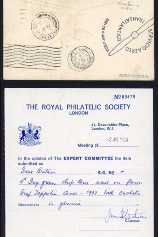 Falkland Is 1933 incoming By Graf Zeppelin 3/6/33 via Montevideo RPS Cert