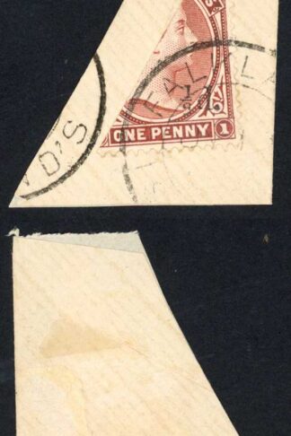Falkland Is SG13 1/2d on half of a 1d on small piece cat 325