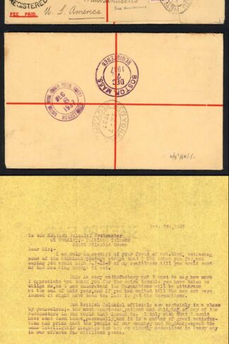 Falkland Is 1937 (25 Oct) Red/Buff Formula Registered Envelope (Perkins F1)