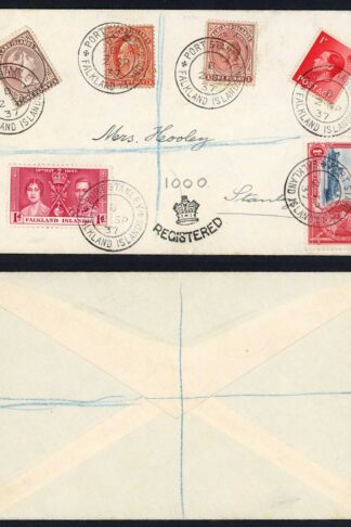 Falkland Is 2nd Sept 1937 Philatelic Cover with Values from All Reigns