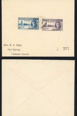 Falkland Is SG164/5 on a Registered Cover (Not FDC)