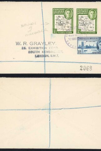 FID 1/2d Thick Map x 2 and 3d Victory on Cover from South Georgia to London
