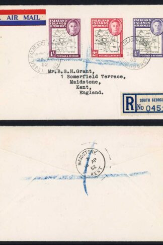 FID 1d and 2d Thick Map and 1/- thin Registered Cover from South Georgia