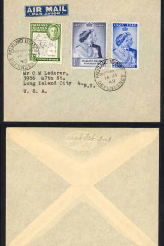 FID Silver Wedding Set plus 1/2d Thin map on AIRMAIL Cover from South Georgia