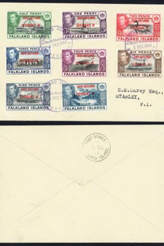 FID SGD1/D8 KGVI set opt South Shetland on Cover (NOT FDC)