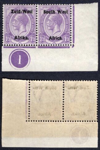 SWA SG8 1/3 Pale Violet opt Zuid-West Plate Pair U/M