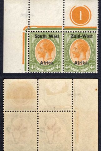 SWA SG5 4d Orange-yellow and sage-green opt Zuid-West Plate Pair U/M