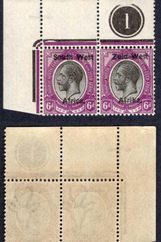 SWA SG6 6d Black and Violet opt Zuid-West Plate Pair U/M
