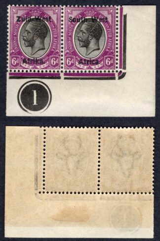 SWA SG6 6d Black and Violet opt Zuid-West Plate Pair U/M