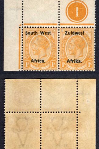 SWA SG22 1/- opt Zuid west (11mm) M/M Plate Pair
