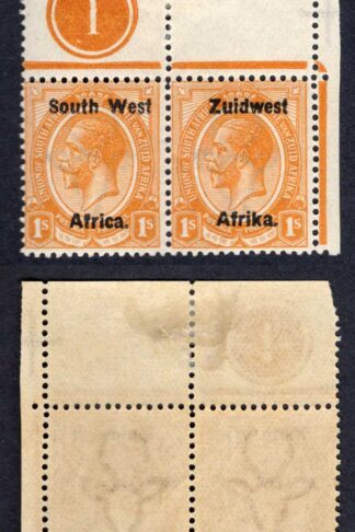 SWA SG22 1/- opt Zuid west (11mm) M/M Plate Pair
