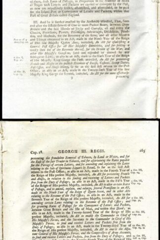 1794 (28 March) King George III Act for Postage between GB and Channel Is