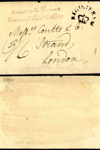 c1836 Official Front France to London bearing Official h/s and Registered/crown
