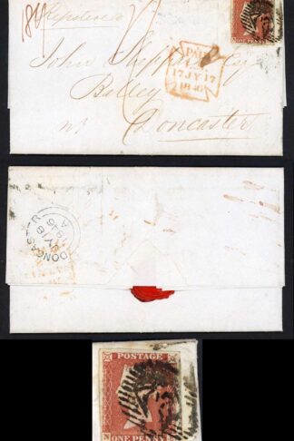 1841 Penny Red (NE) Four Margin on a 1846 Registered 1/- rate cover