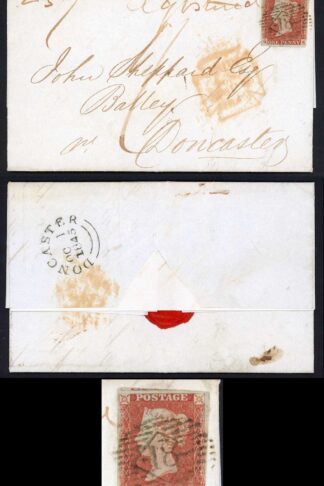 1841 Penny Red (QK) Three Margin on a 1845 Registered 1/- rate cover