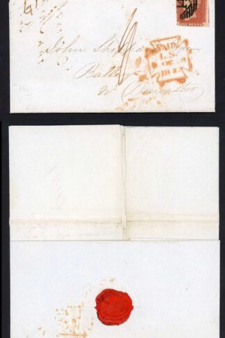 1841 Penny Red (EF) Two Margin on a 1846 Registered 1/- rate cover