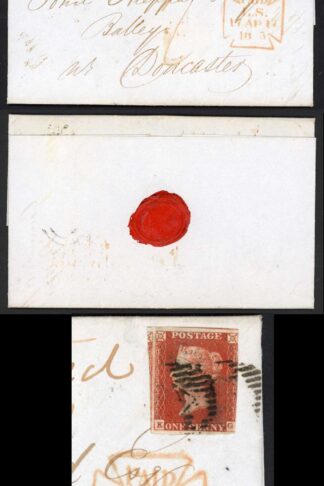 1841 Penny Red (KG) Three Margin on a 1843 Registered 1/- rate cover