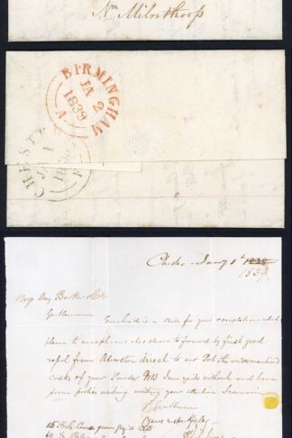 Missent to Birmingham (Superb Strike) on a 1839 Entire